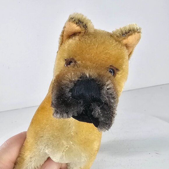 Vintage Steiff Sarras Boxer Dog Standing Mohair Plush Toy Collectible - Picture 9 of 11